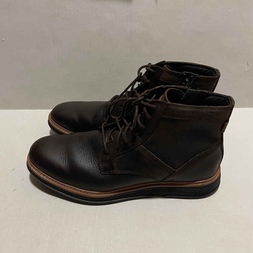 Mark Nason Los Angeles Leather Chukka Boots Dark Brown Side Zip Men's 8 SN225032